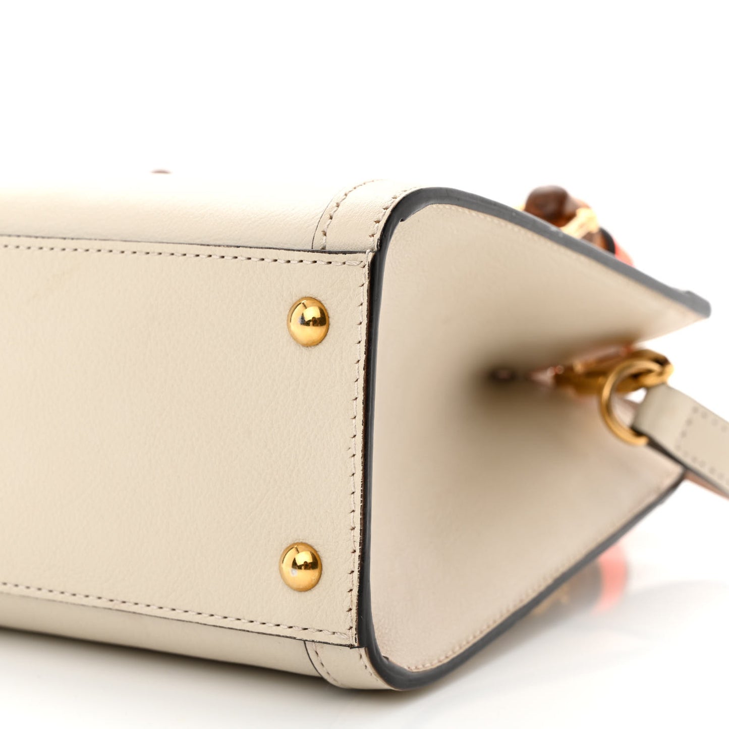 Wonka Grain Calfskin Mini Diana Tote Bag Mystic White Orange Fluo