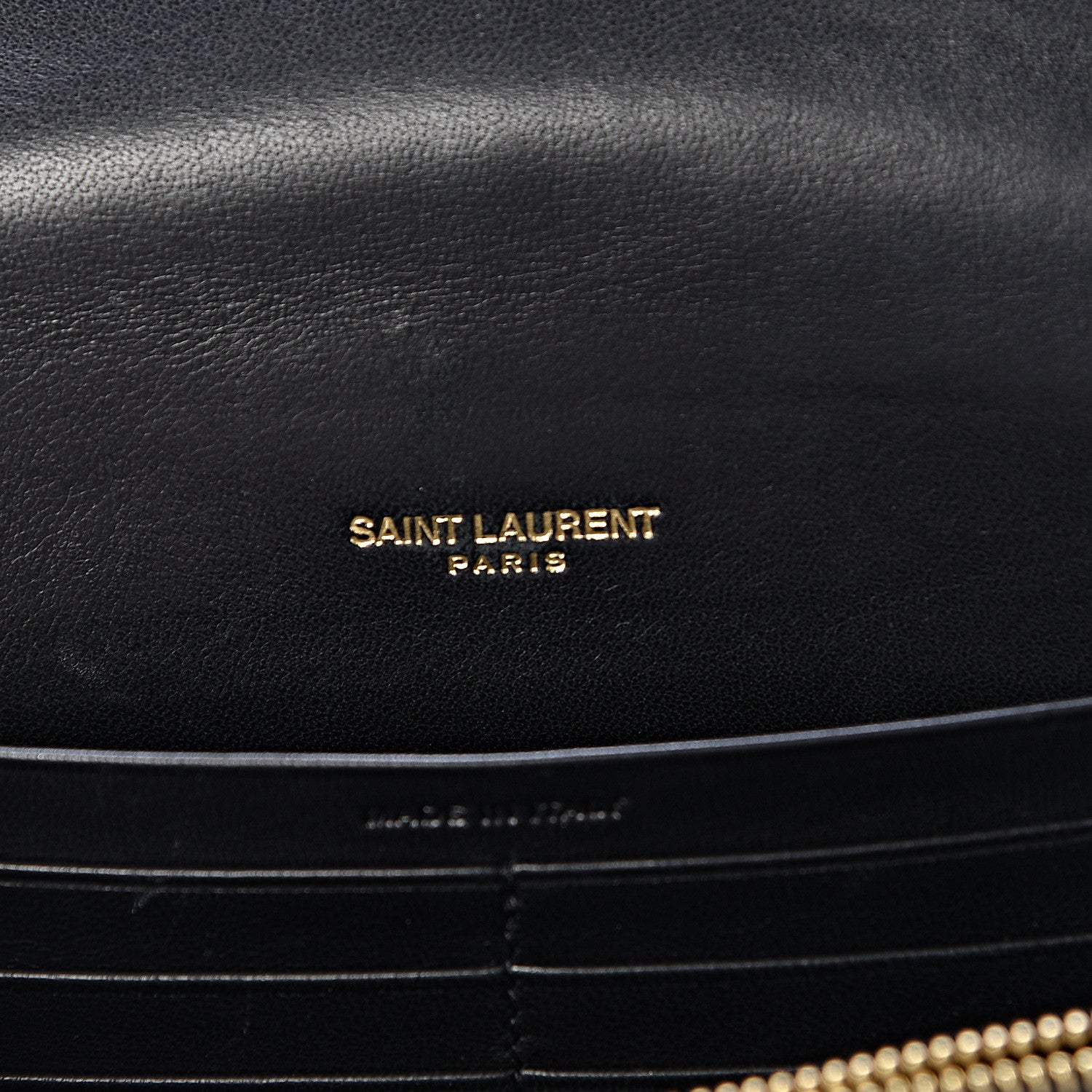 Saint Laurent Lambskin Matelasse Monogram Vicky Chain Wallet Black 6 of 12
