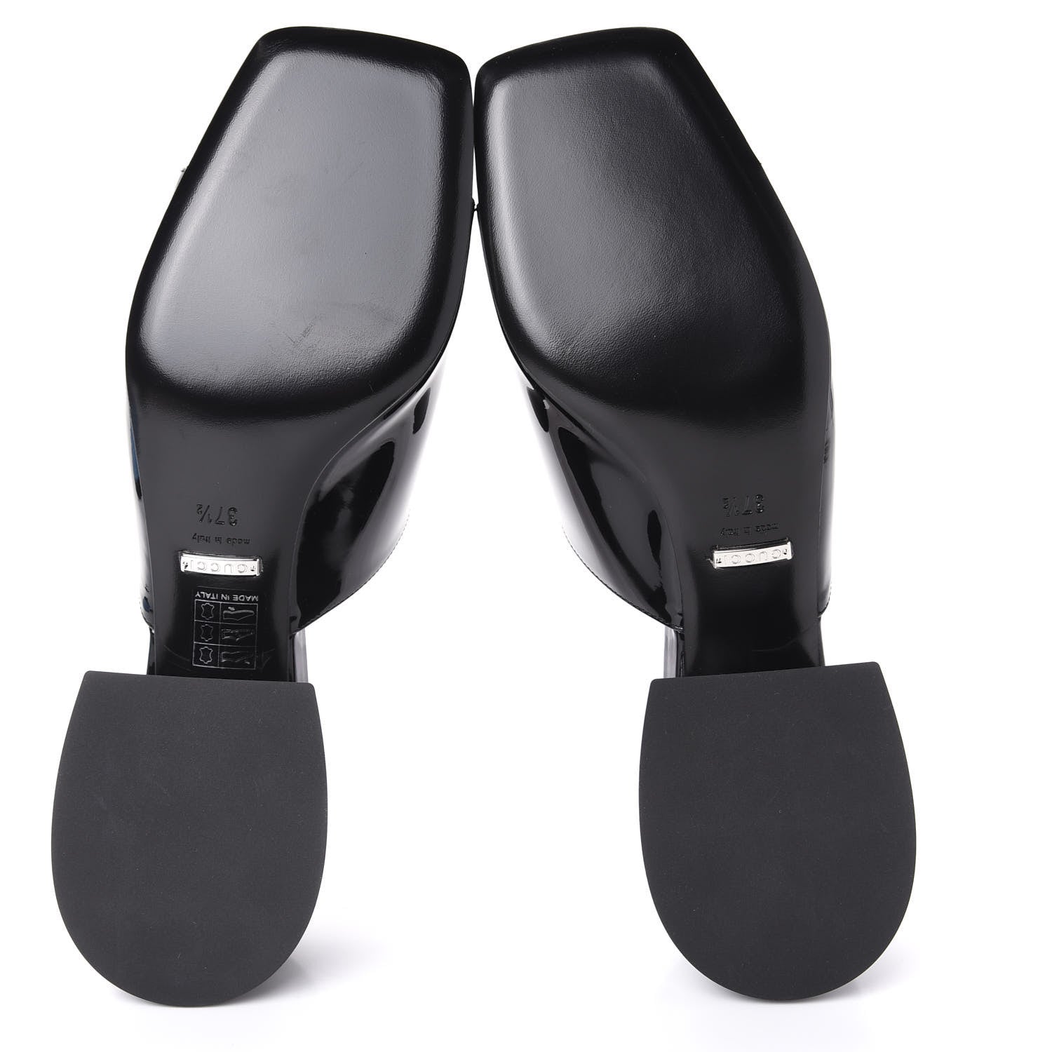 Gucci Patent Lexi Horsebit Mid-Heel Slide Sandals 37.5 Black 5 of 10