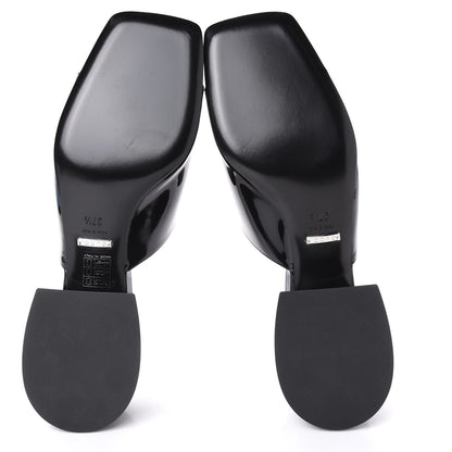 Gucci Patent Lexi Horsebit Mid-Heel Slide Sandals 37.5 Black 5 of 10