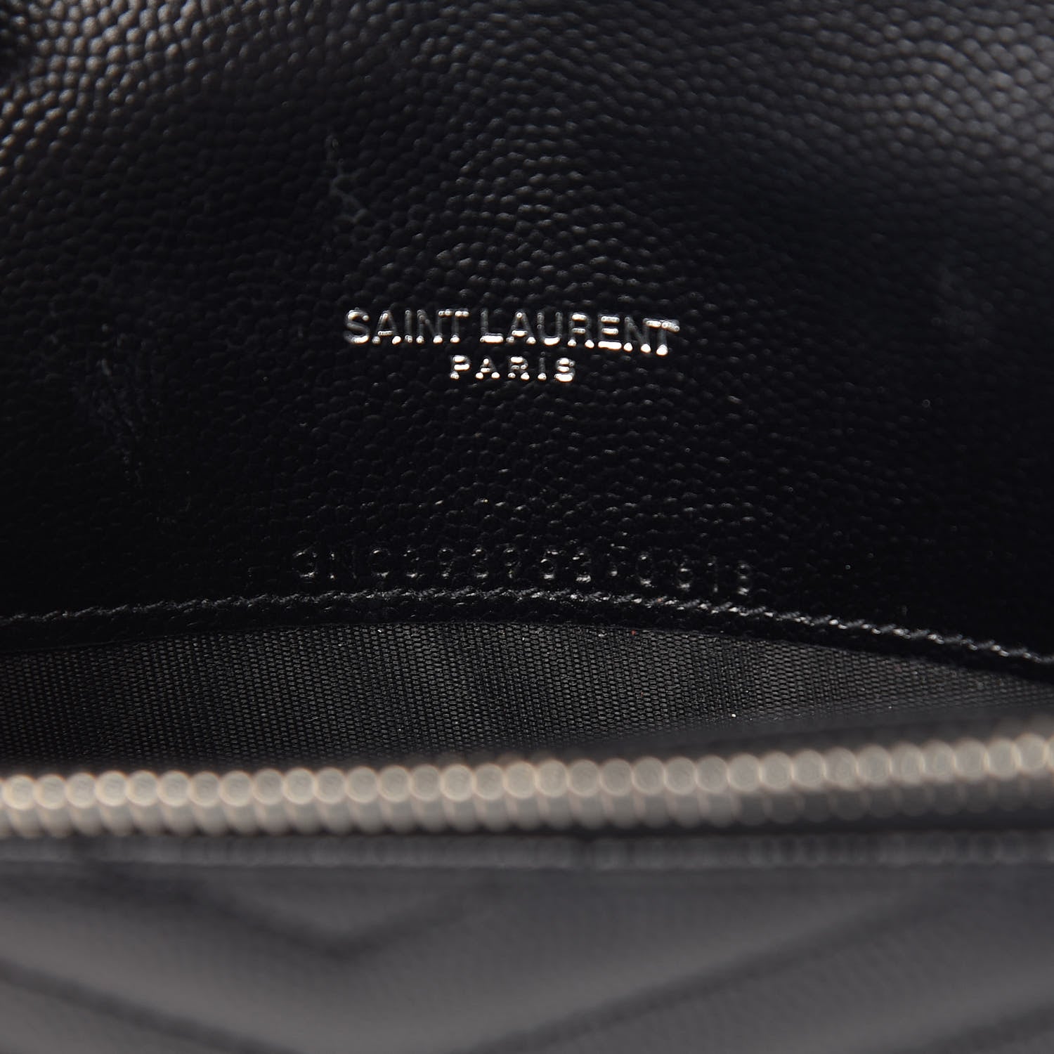 Saint Laurent Grain De Poudre Matelasse Chevron Monogram Envelope Chain Wallet Black 7 of 13
