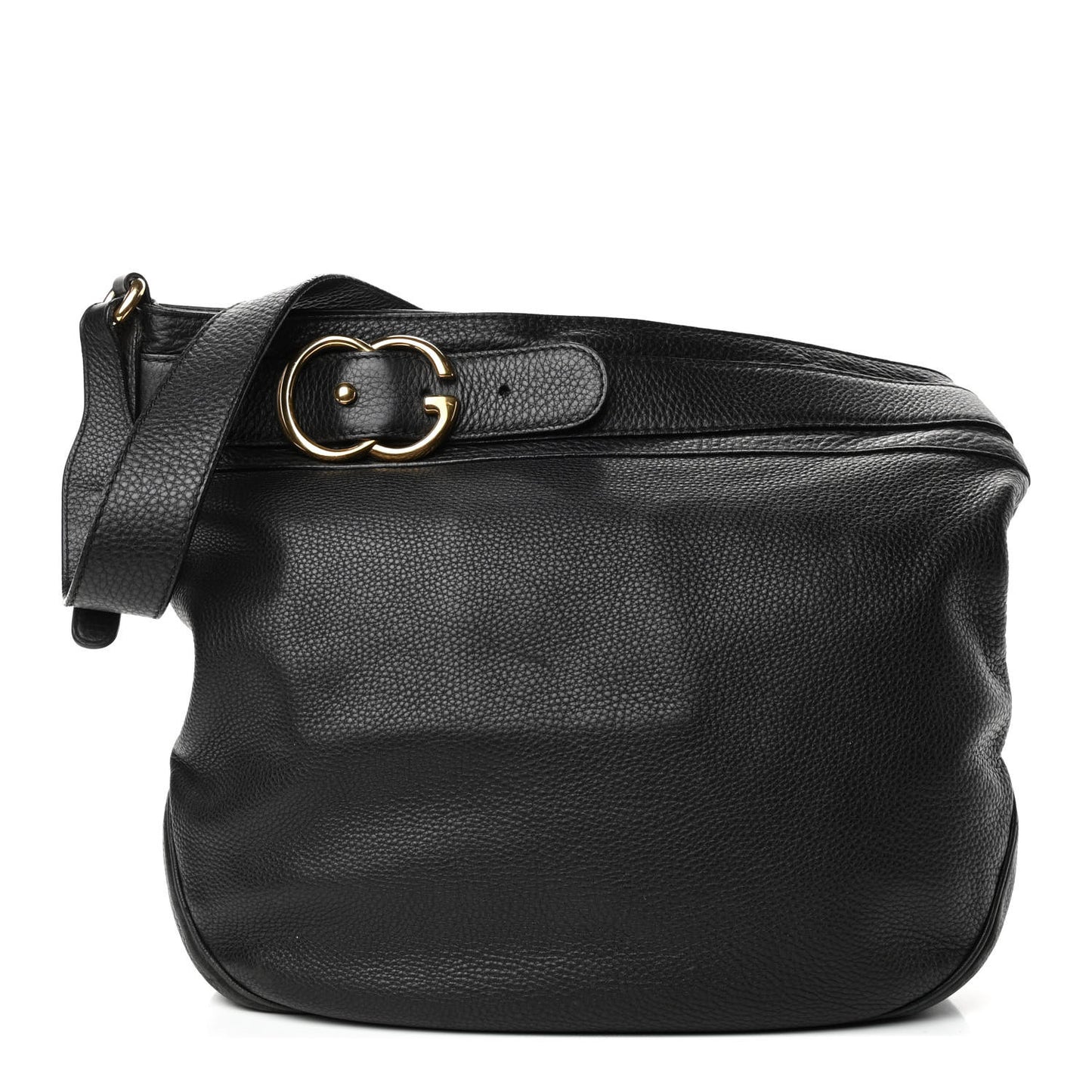 Pebbled Calfskin Large Ride Shoulder Bag Black
