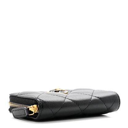 Chanel Lambskin Plexiglass Quilted Coco Love Zip Coin Purse Black 4 of 8