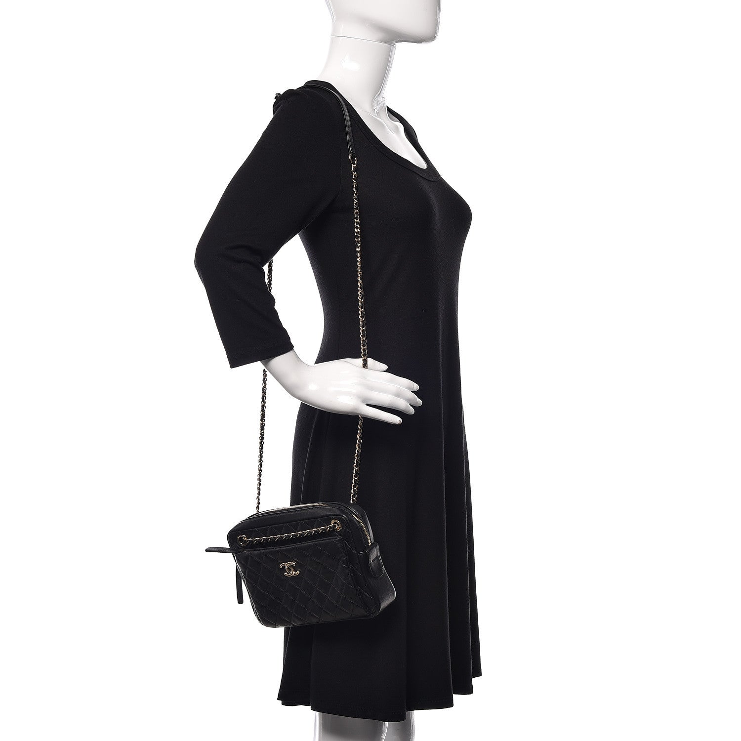 Chanel Lambskin Quilted Camera Case Black 2 of 10
