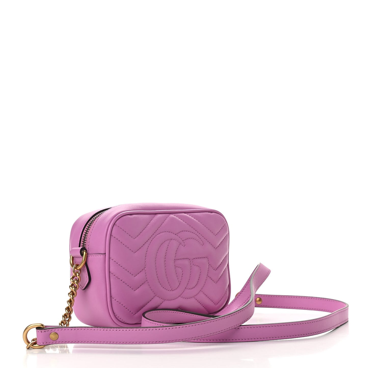 Calfskin Matelasse Mini GG Marmont Chain Shoulder Bag Candy Mousse