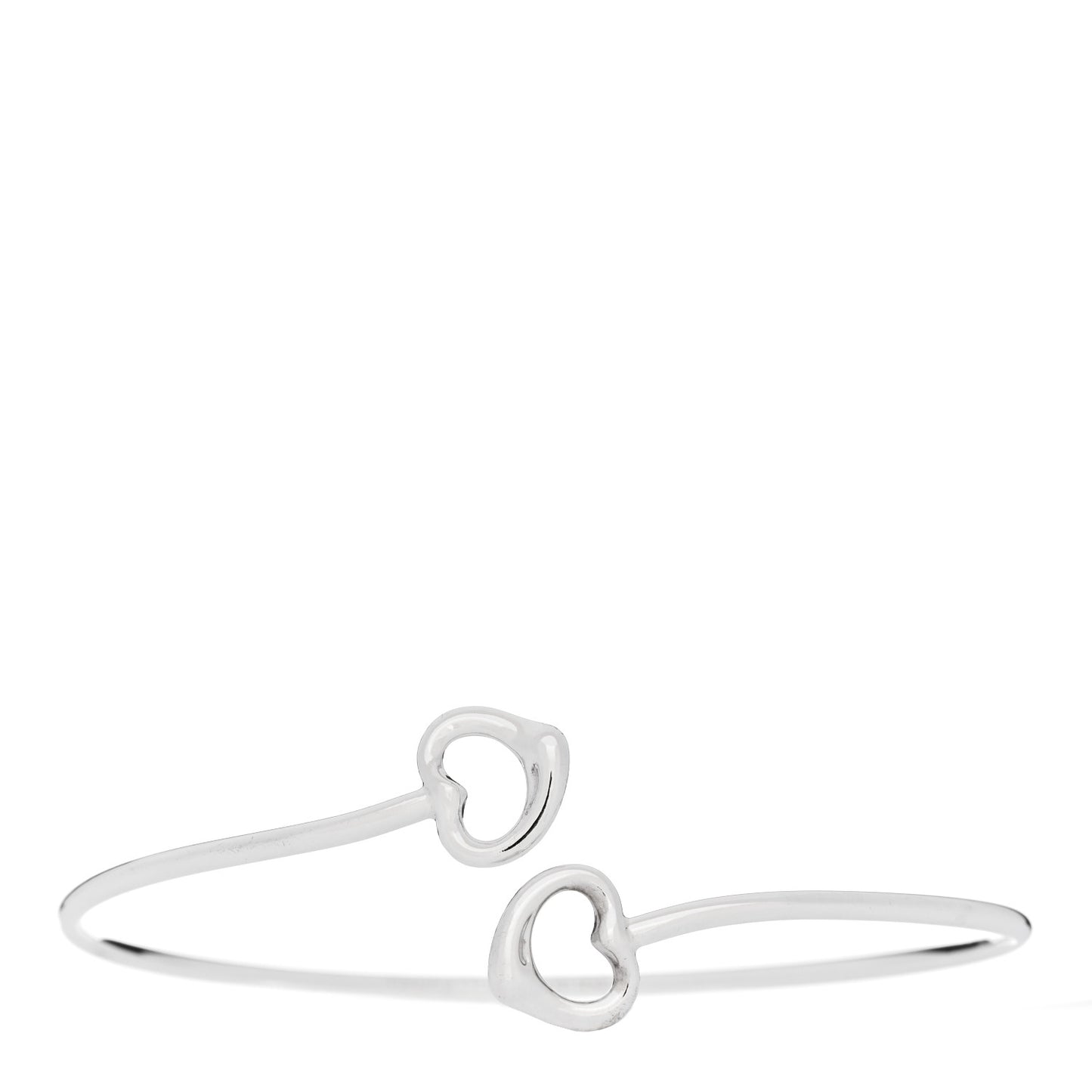 Sterling Silver Elsa Peretti Double Open Heart Bangle Bracelet