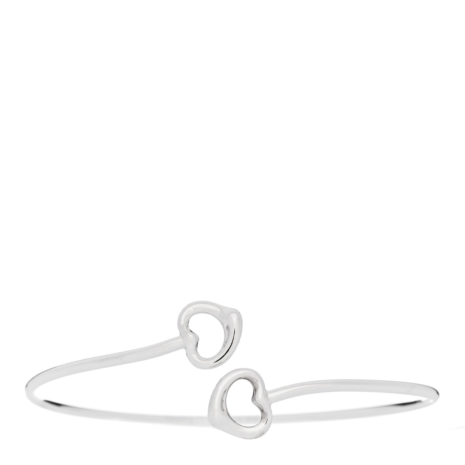 Tiffany Sterling Silver Elsa Peretti Double Open Heart Bangle Bracelet 1 of 4