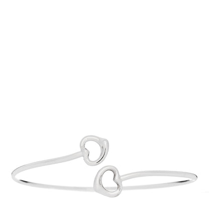 Tiffany Sterling Silver Elsa Peretti Double Open Heart Bangle Bracelet 1 of 4