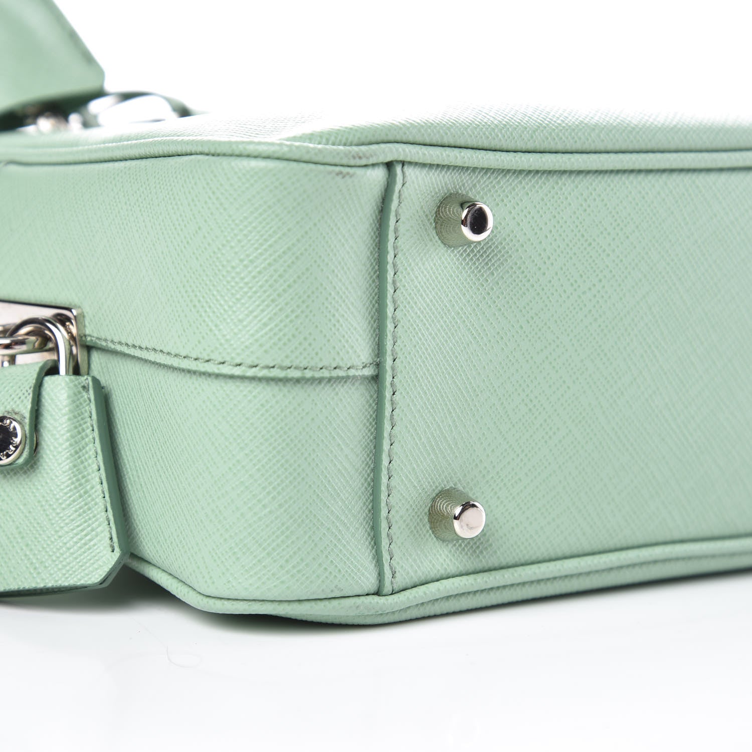 Prada Saffiano Lux Top Handle Crossbody Bag Acquamarina 8 of 9