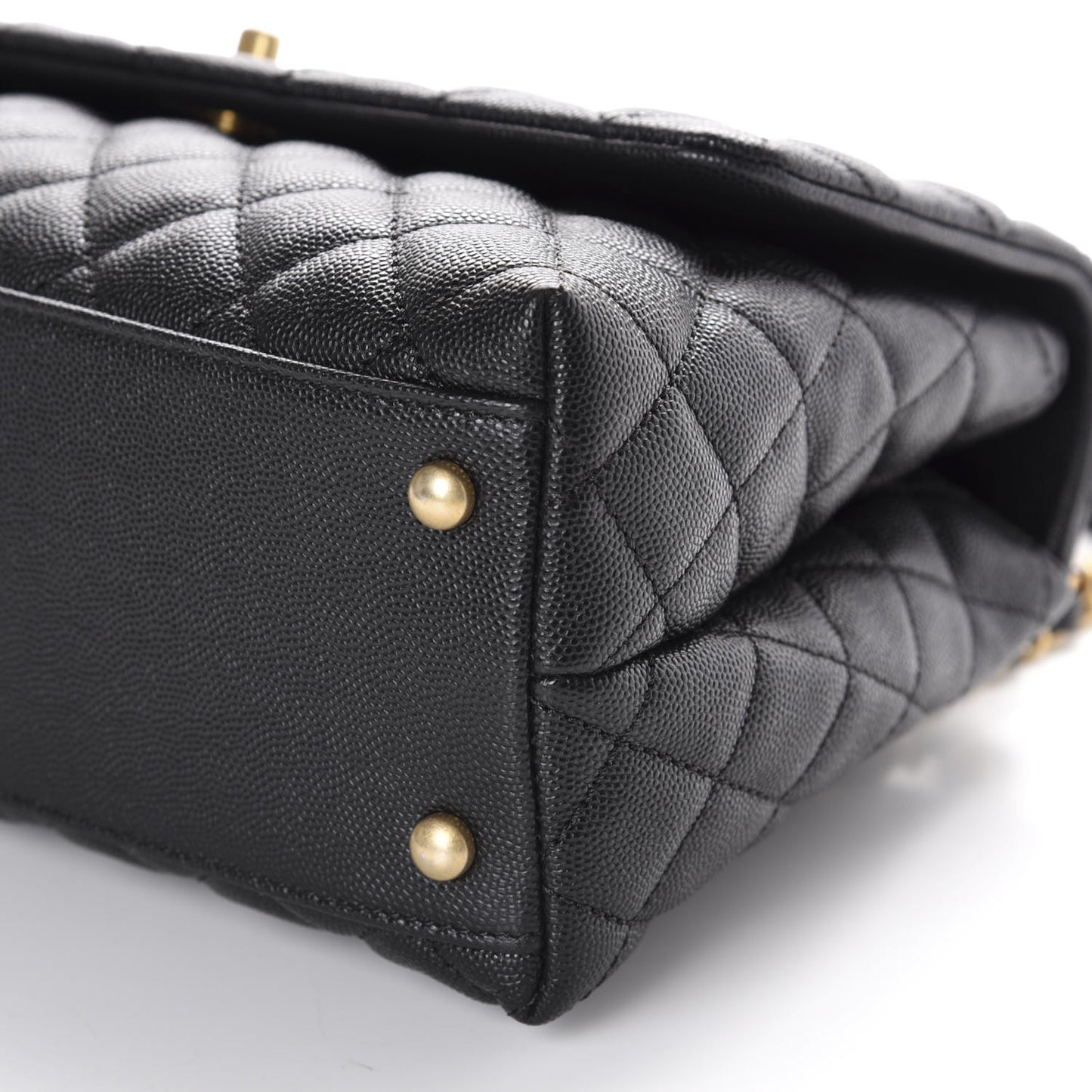 Caviar Elaphe Quilted Small Coco Handle Flap Black
