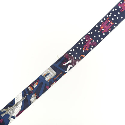 Hermes Silk Les Nouveaux Amoureux de Paris Twilly Marine Violet White 5 of 5