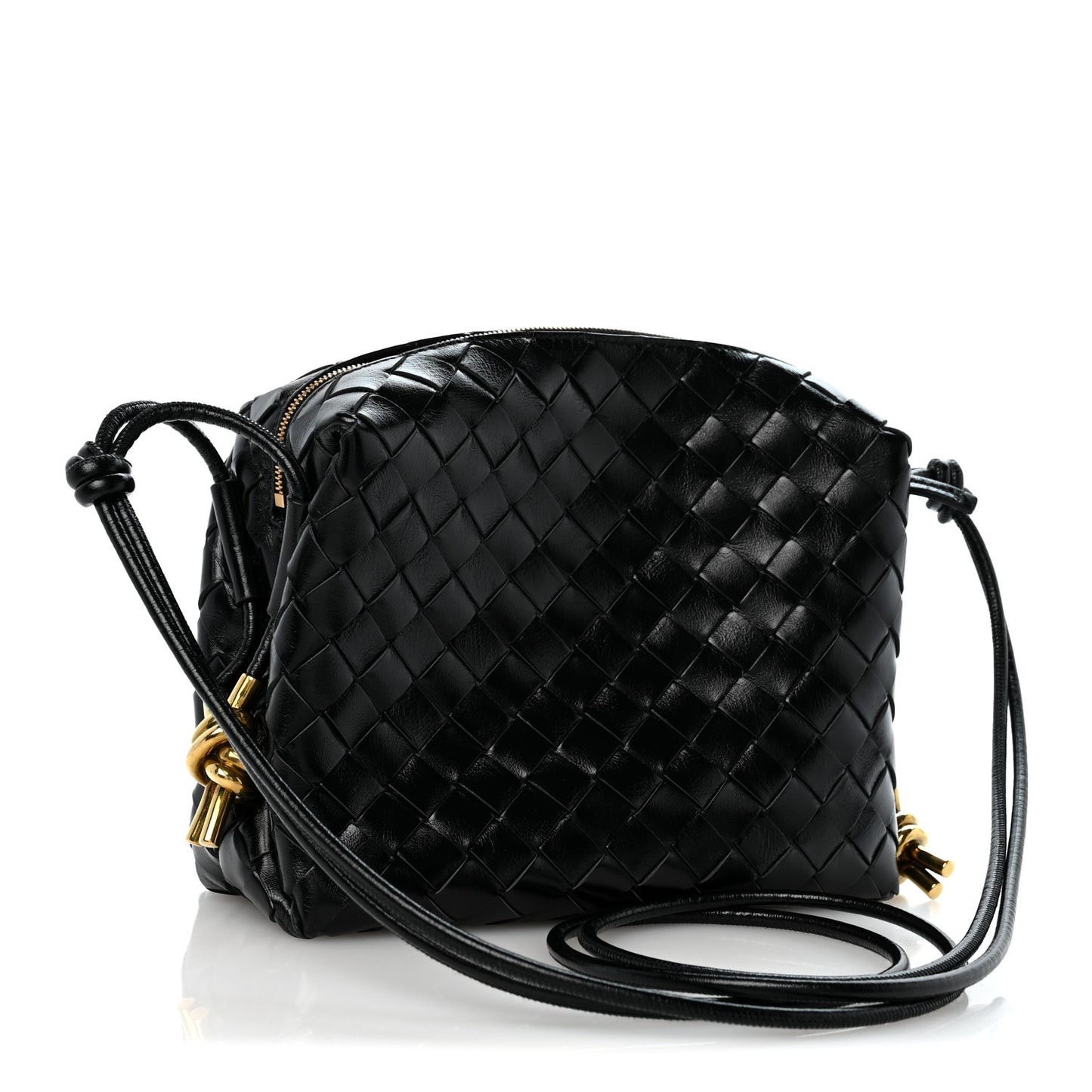 Polished Nappa Intrecciato Knot Small Loop Camera Bag Space