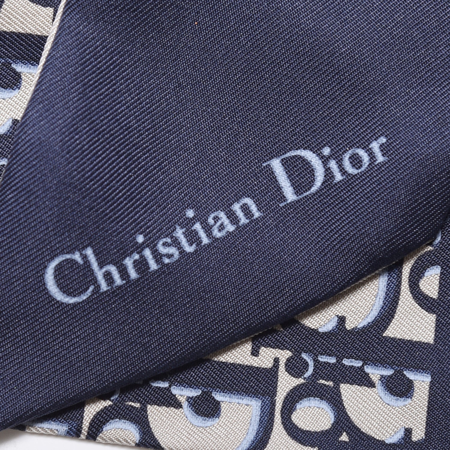 Christian Dior Silk Oblique Mitzah Scarf Blue 4 of 4