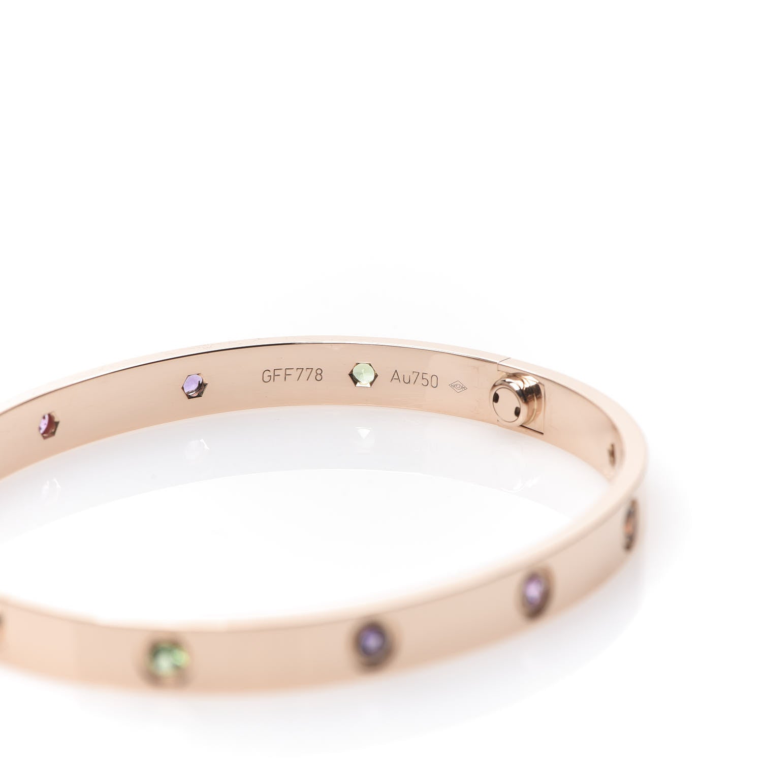 Cartier 18K Pink Gold Sapphire Garnet Amethyst LOVE Bracelet 19 5 of 6