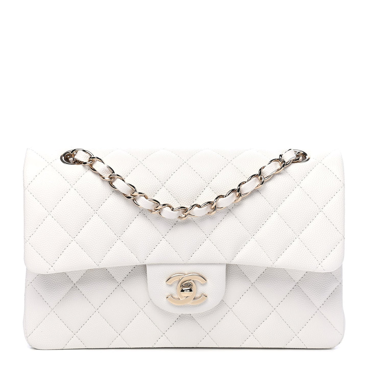 Caviar Quilted Small Double Flap White
