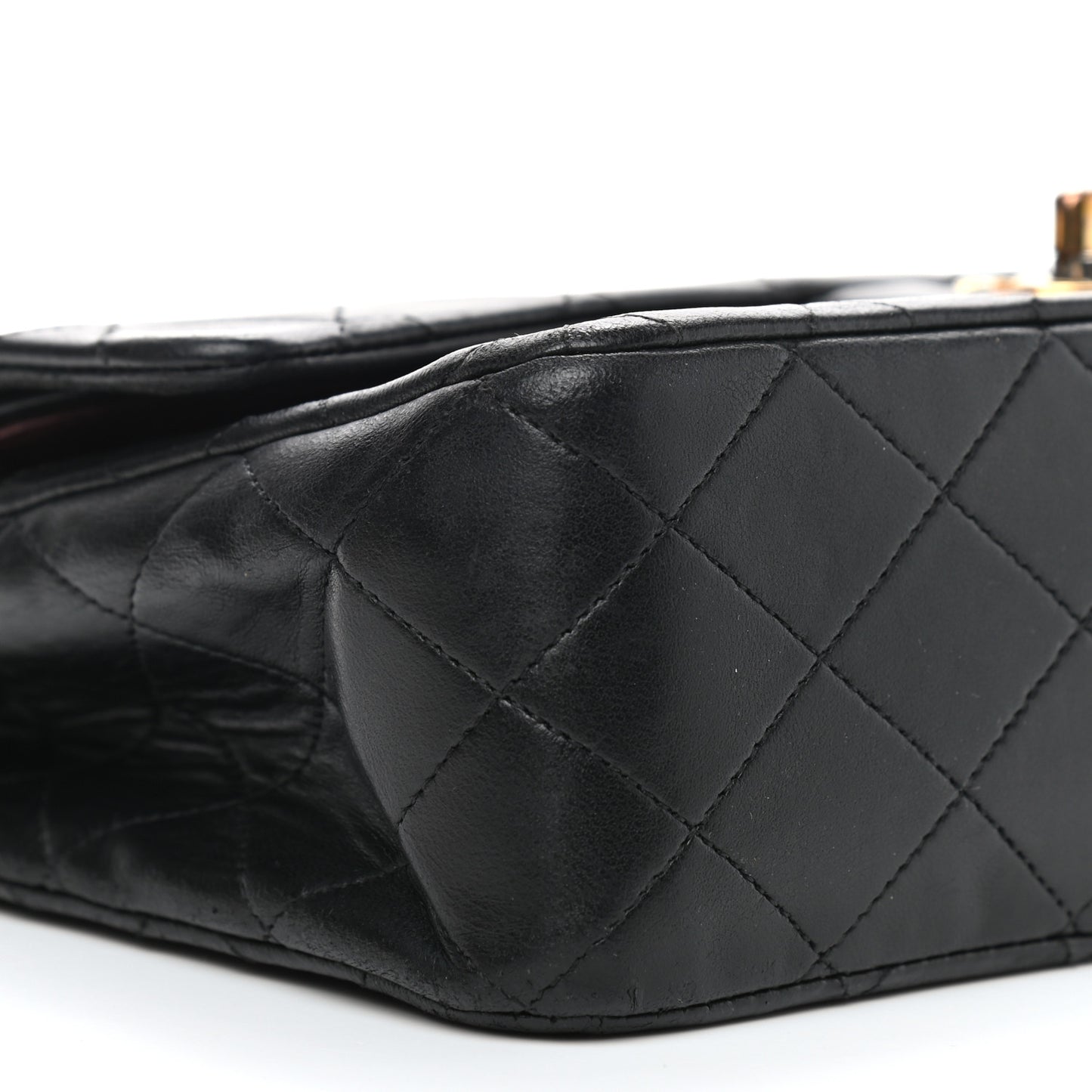 Lambskin Quilted Medium Double Flap Black