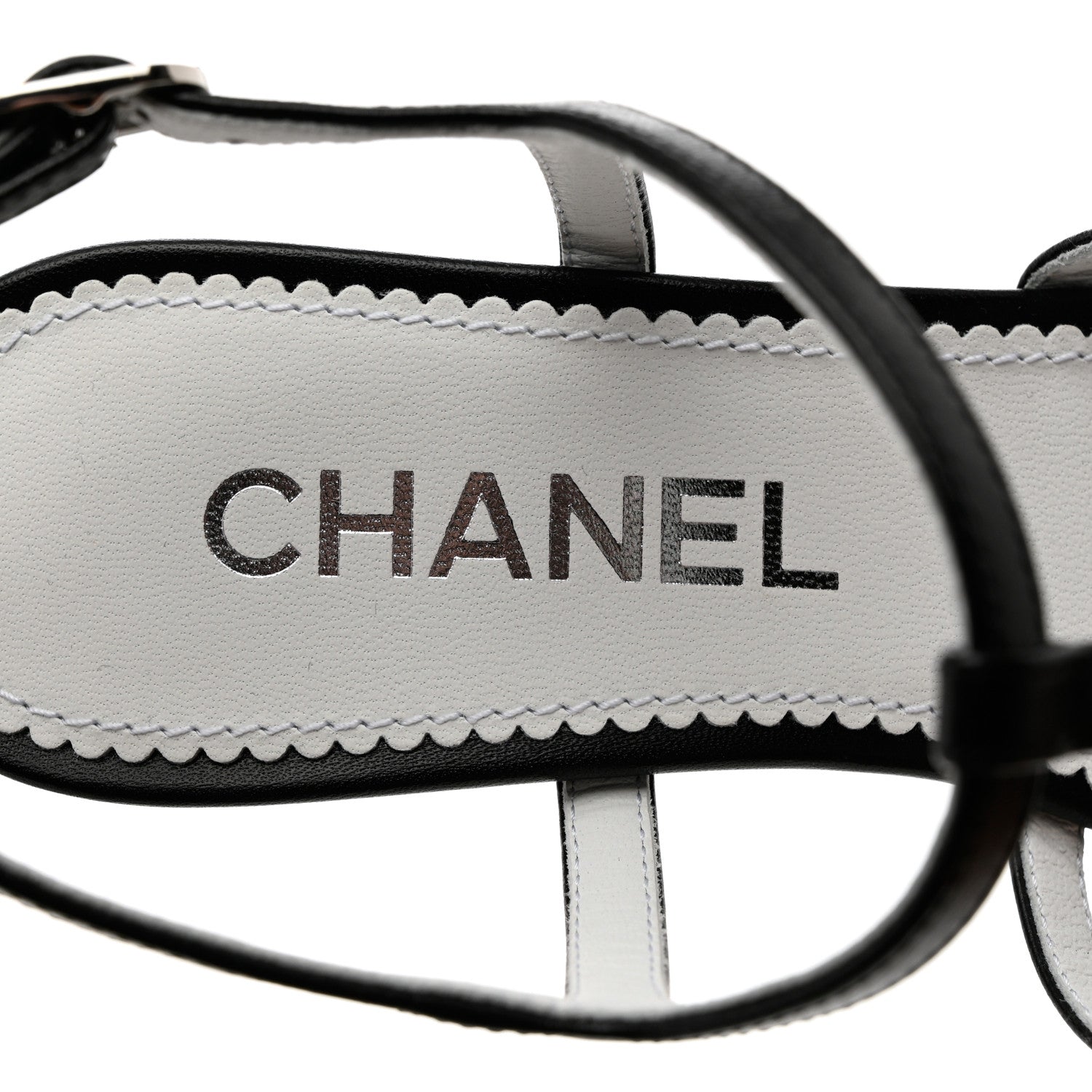 Chanel Lambskin Crystal CC Chain Sandals 35 Black 7 of 9