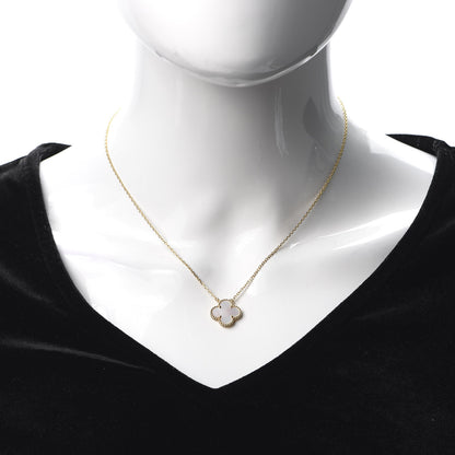Van Cleef & Arpels 18K Yellow Gold Mother of Pearl Vintage Alhambra Pendant Necklace 2 of 8
