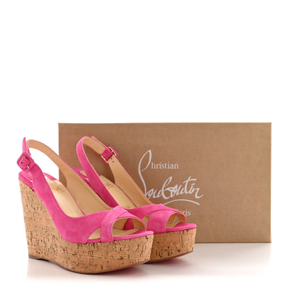 Christian Louboutin Suede Cork Reine De Liege 120 Wedges 38 Pinup 9 of 9