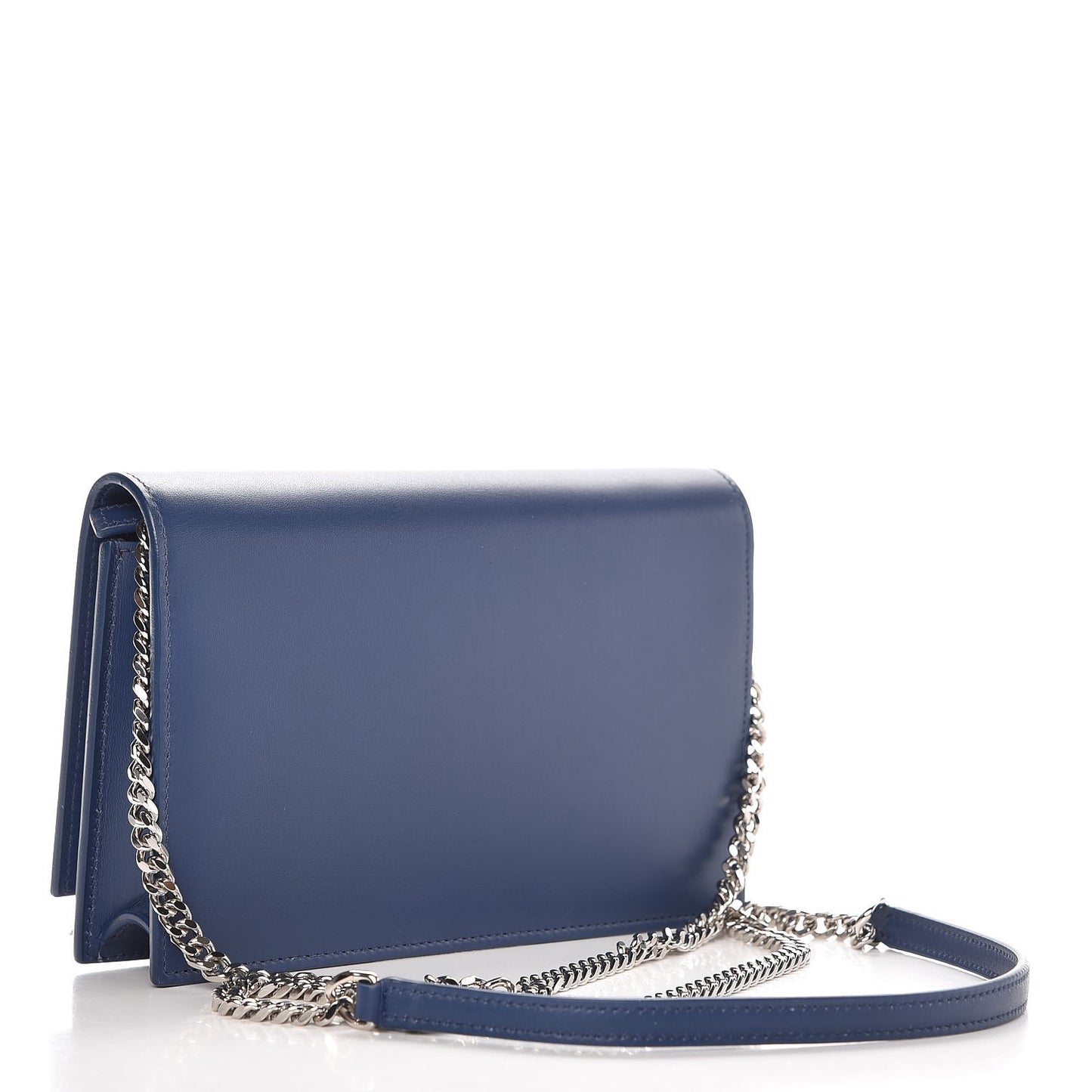 Smooth Calfskin Classic Monogram Kate Tassel Chain Wallet Denim