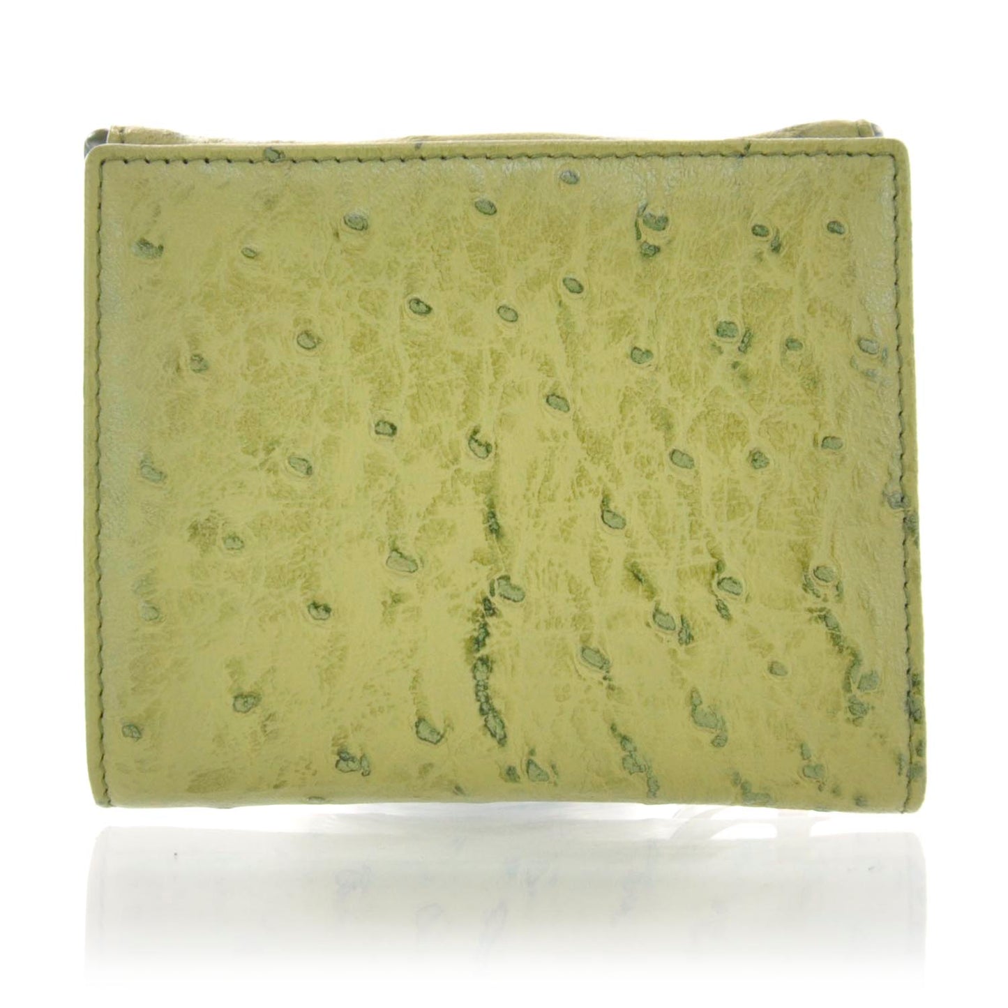 Ostrich Saddle Compact Wallet Green
