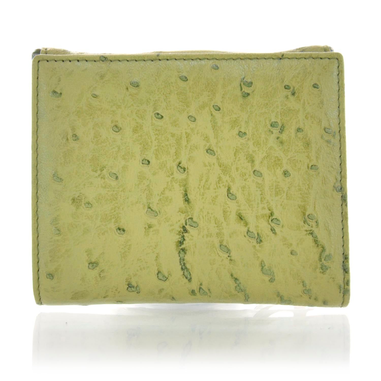 Christian Dior Ostrich Saddle Compact Wallet Green 3 of 7