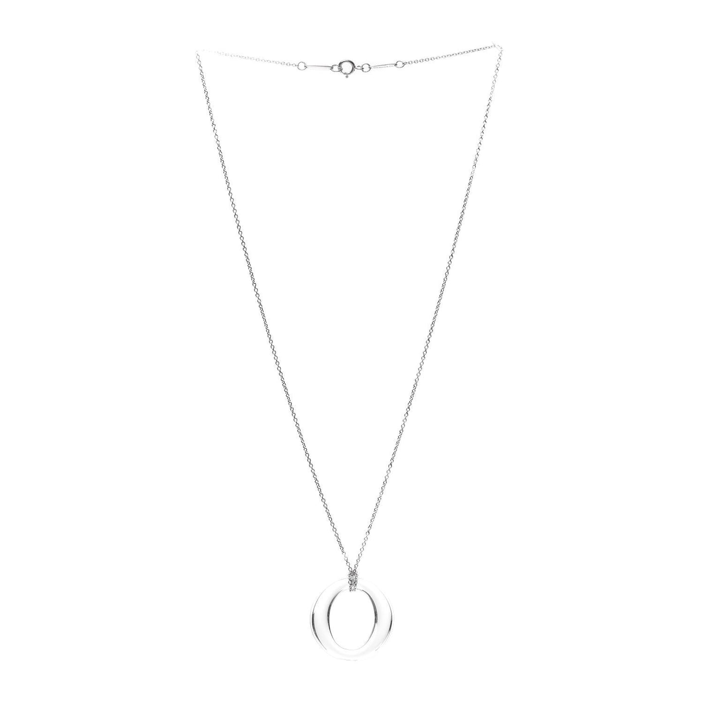 Platinum Rock Crystal Quartz Elsa Peretti Sevillana Pendant Necklace