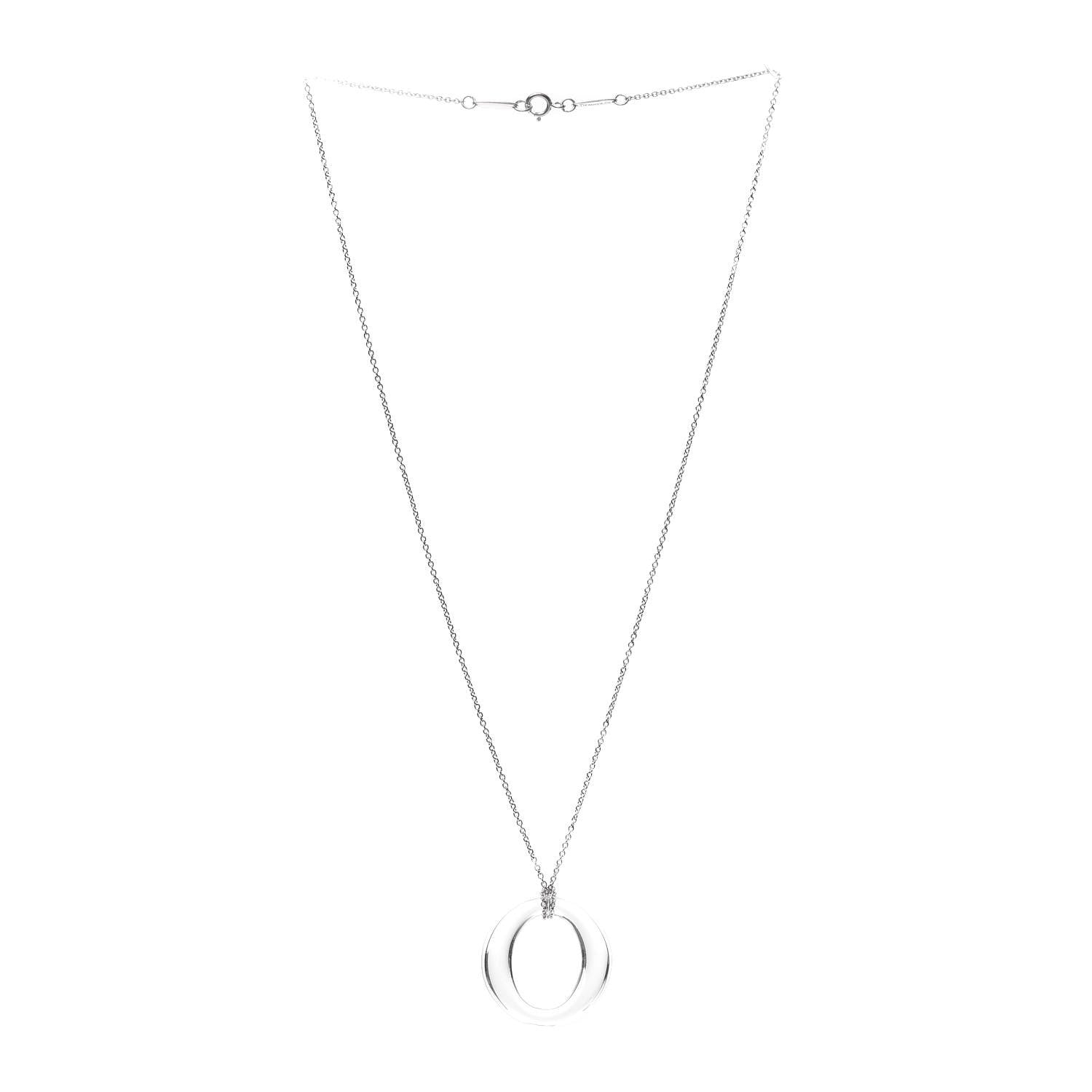 Tiffany Platinum Rock Crystal Quartz Elsa Peretti Sevillana Pendant Necklace 3 of 5