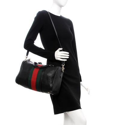 Gucci Calfskin Vintage Web Medium Boston Black 2 of 15