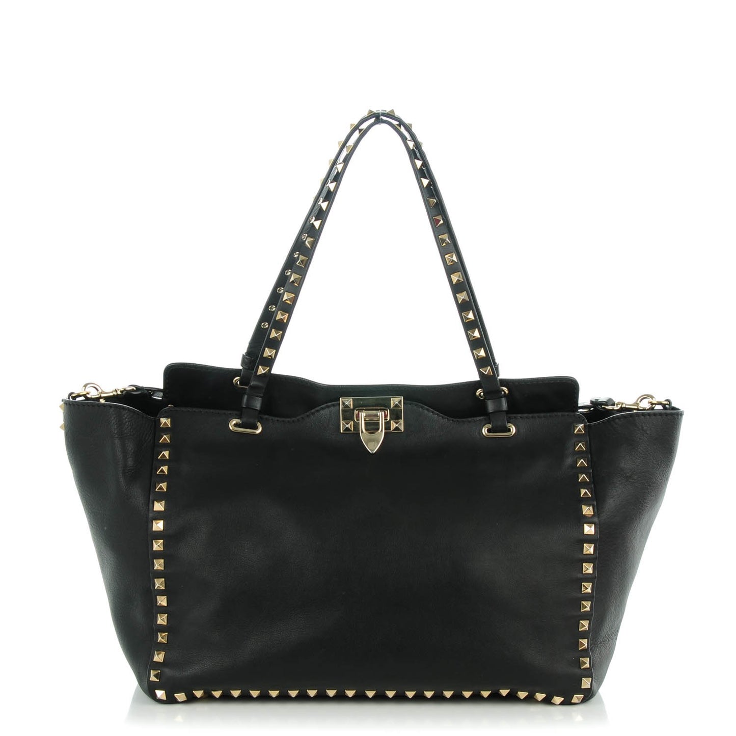 Vitello Medium Rockstud Tote Black