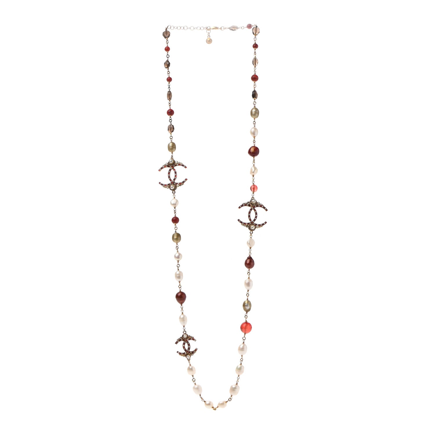Chanel Enamel Bead Pearl CC Long Necklace 4 of 11