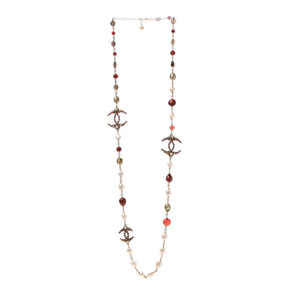 Chanel Enamel Bead Pearl CC Long Necklace 4 of 11