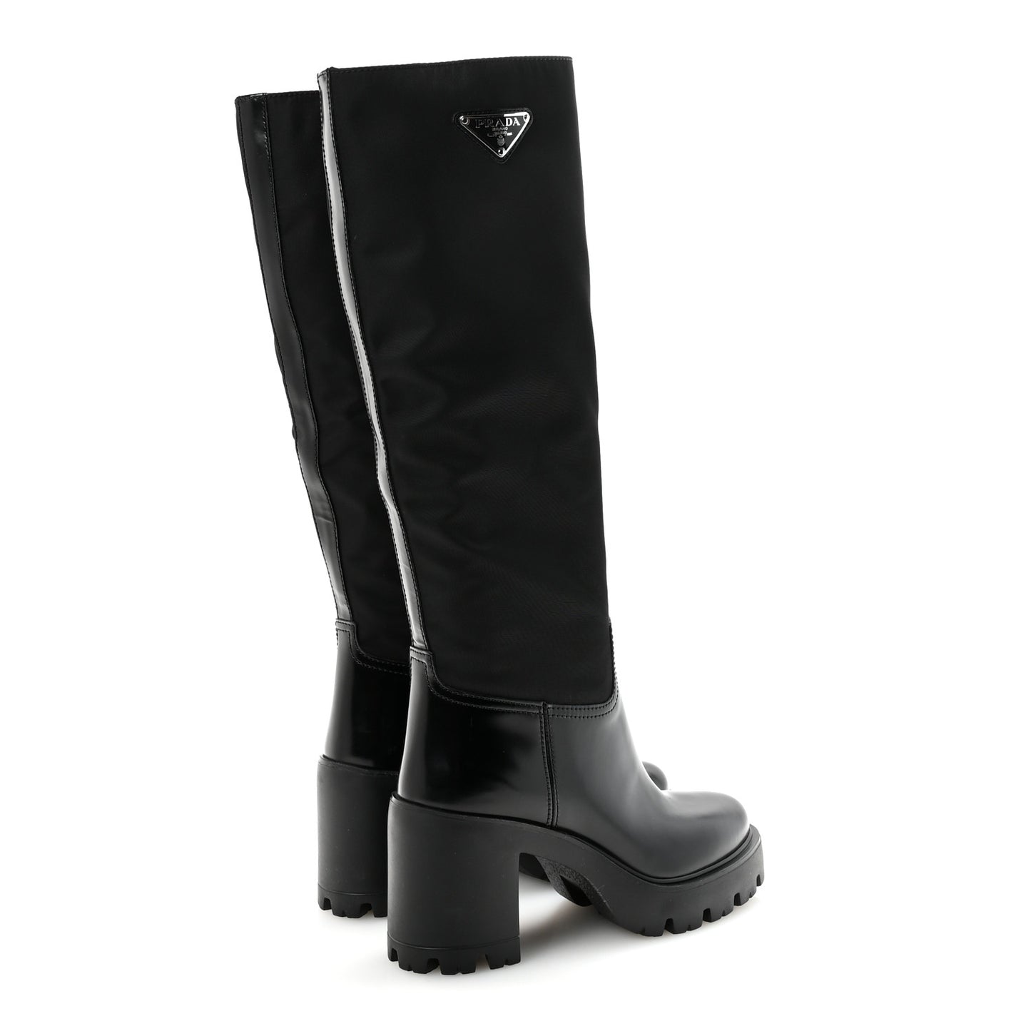 Spazzolato Re-Nylon Metal Triangle Logo 90mm Tall Boots 36 Black