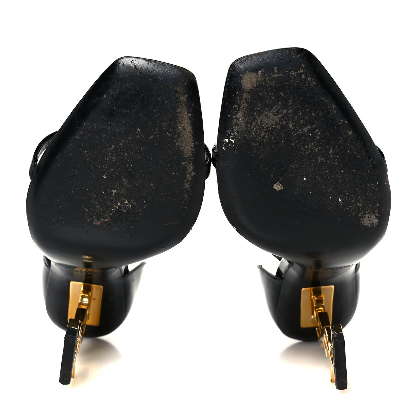 Patent Calfskin Opyum 110 Sandals 39.5 Black Gold