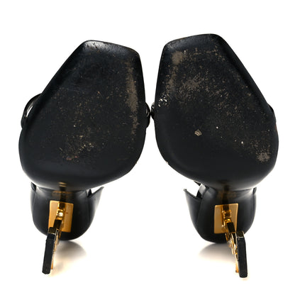 Saint Laurent Patent Calfskin Opyum 110 Sandals 39.5 Black Gold 6 of 10