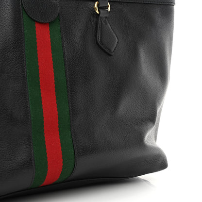 Gucci Textured Calfskin Web Medium Ophidia Shopping Tote Black 11 of 13