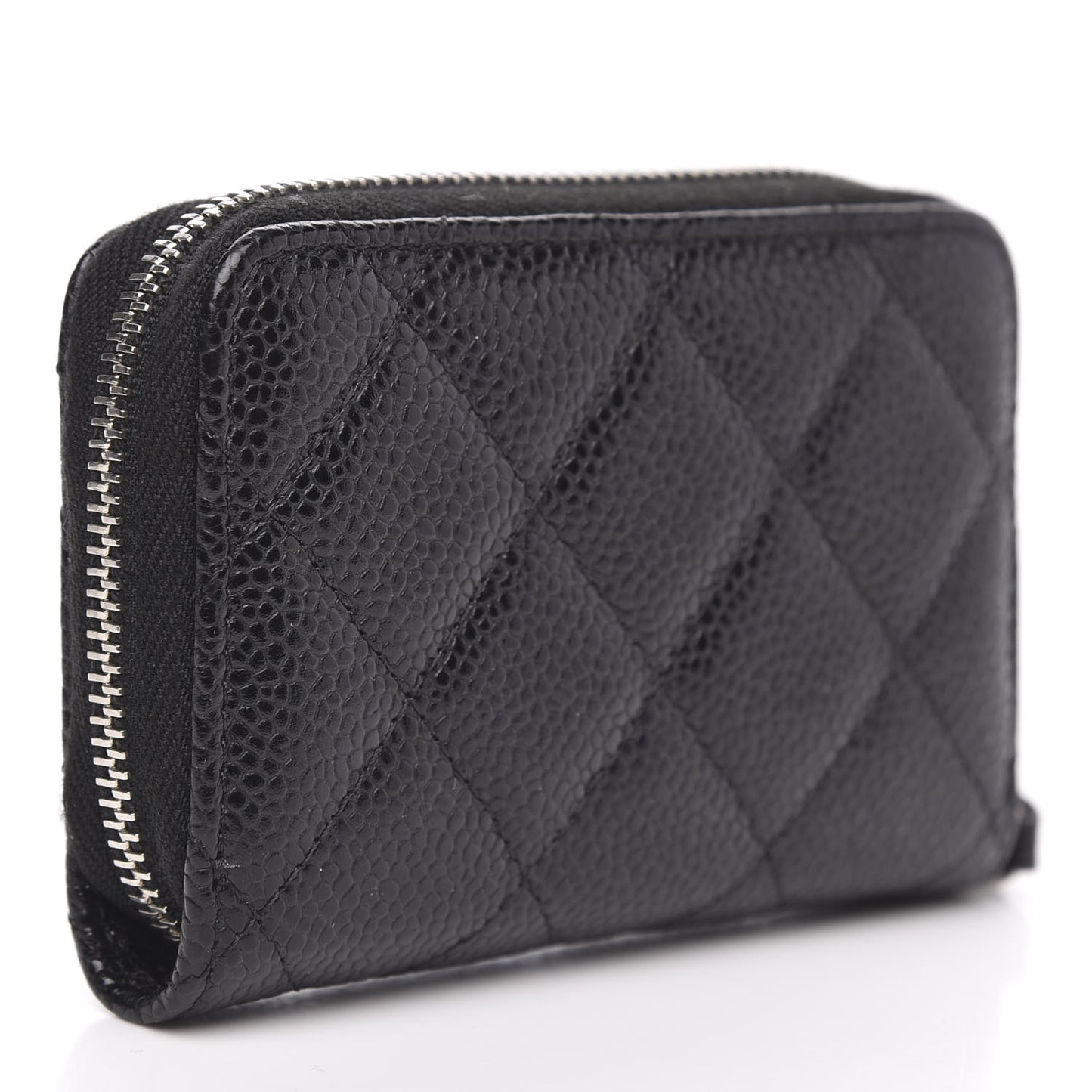 Caviar Quilted Zip Coin Purse Black