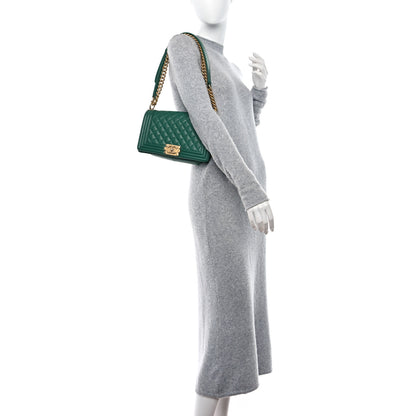 Chanel Caviar Quilted Medium Boy Flap Dark Green 2 of 10