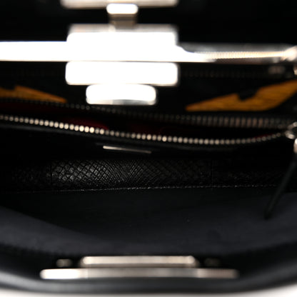 Fendi Vitello Seta Snakeskin Crocodile Monster Eyes Medium Peekaboo Iconic Satchel Black Girasole 5 of 10