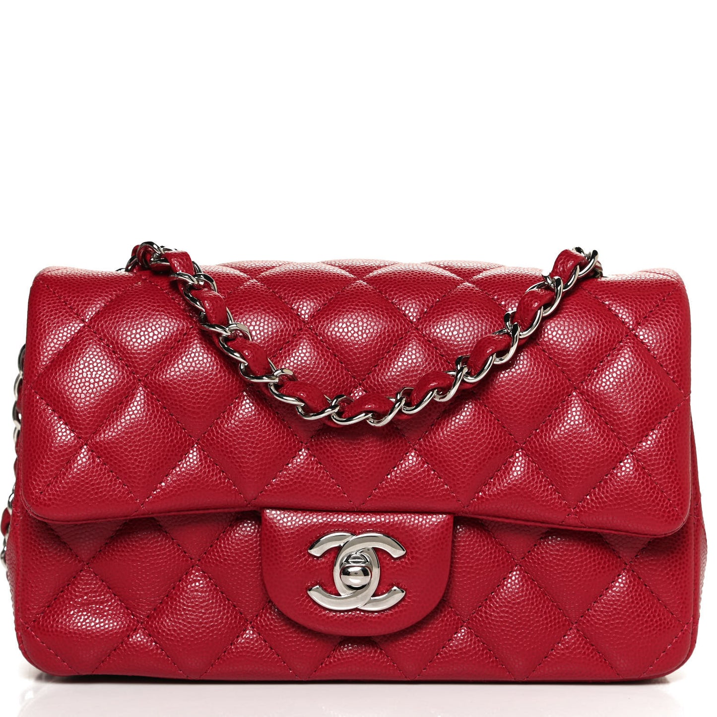 Caviar Quilted Mini Rectangular Flap Red
