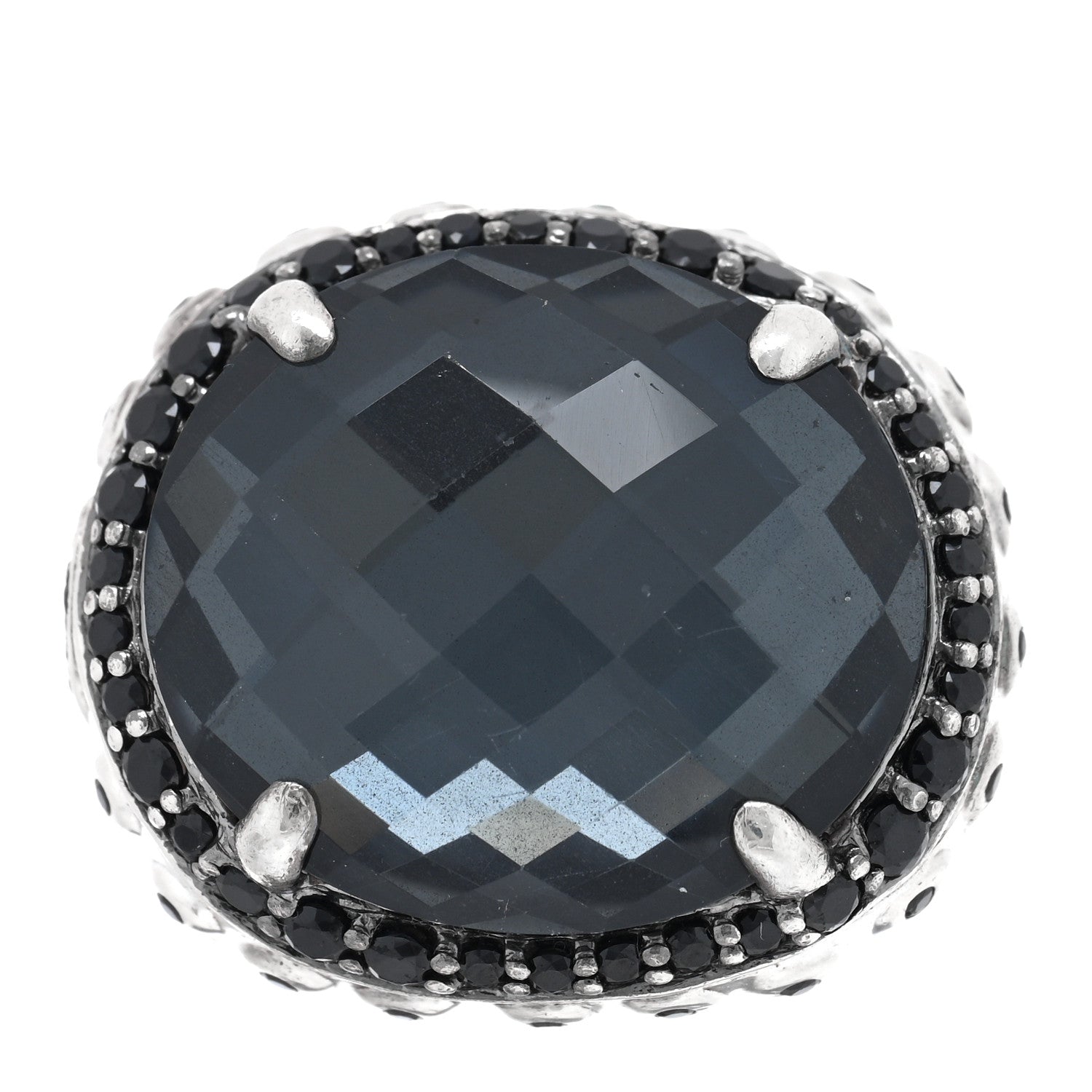 John Hardy Sterling Silver Hematite Quartz Spinel Batu Bamboo Ring 55 7.25 1 of 5