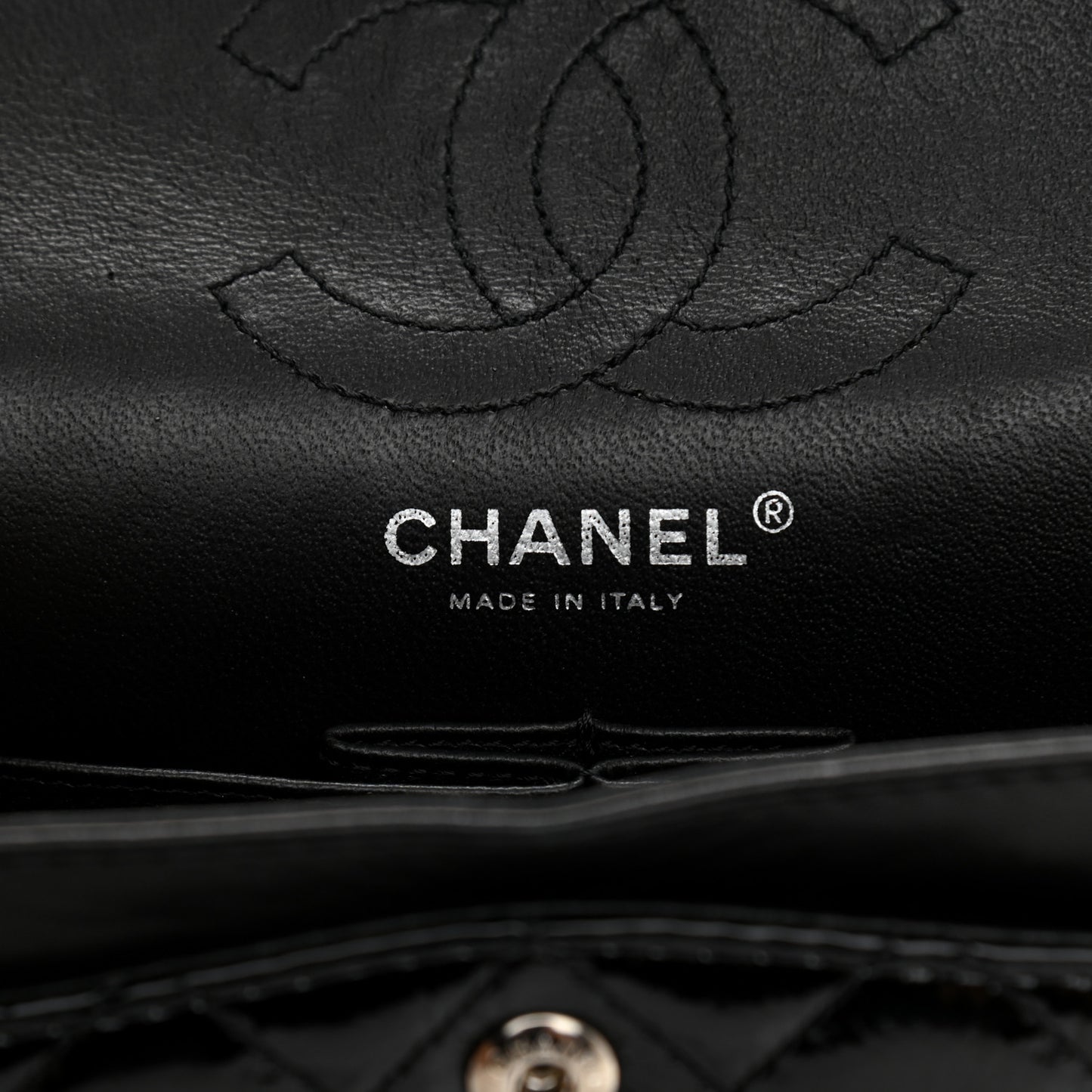 Crinkled Patent Quilted 2.55 Reissue 224 Flap Black