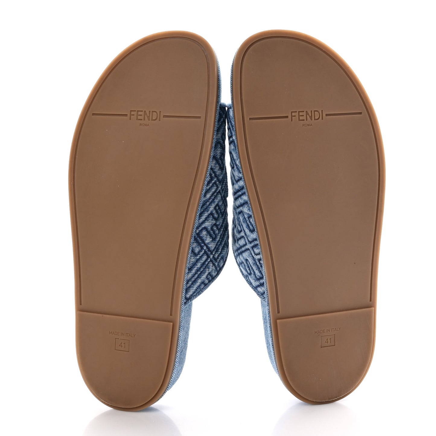 Denim FF Quilted Fendi Feel Buckled Slide Sandals 41 Blue