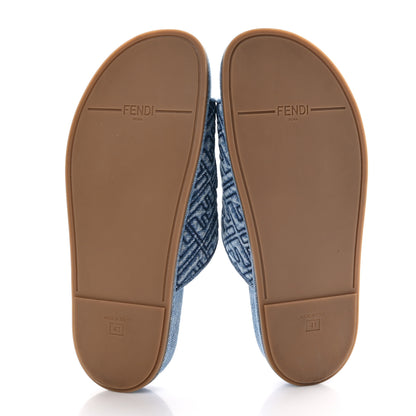 Fendi Denim FF Quilted Fendi Feel Buckled Slide Sandals 41 Blue 5 of 9