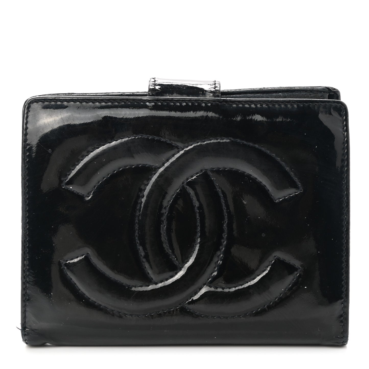 Patent Timeless CC Compact French Wallet Black