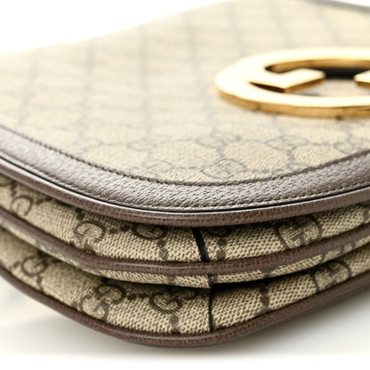 Gucci GG Supreme Monogram Textured Dollar Calfskin Web Medium Blondie Top Handle Shoulder Flap Bag Beige Ebony New Acero 9 of 11
