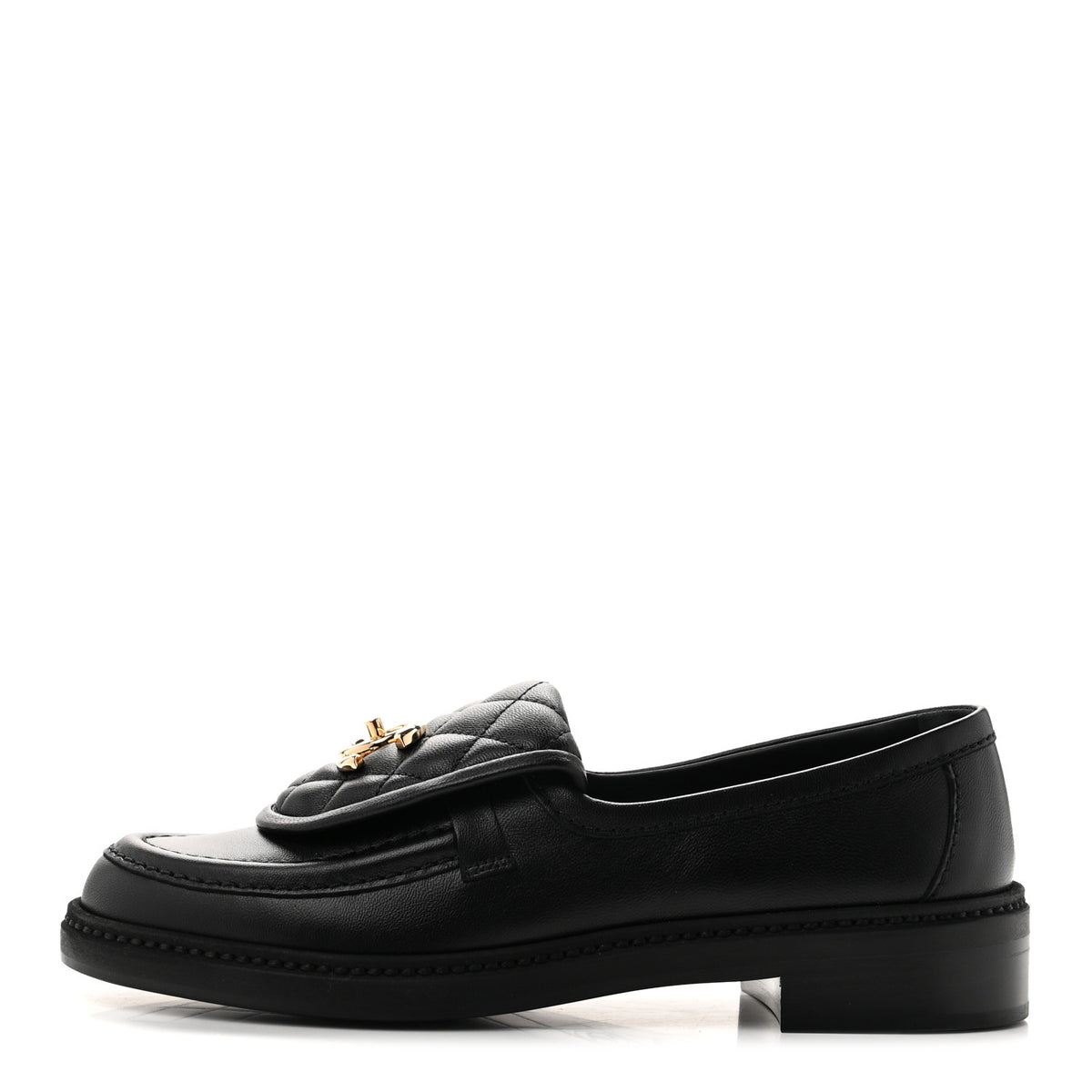 Chanel Lambskin Quilted CC Turnlock Loafers 36.5 Black 1 of 9