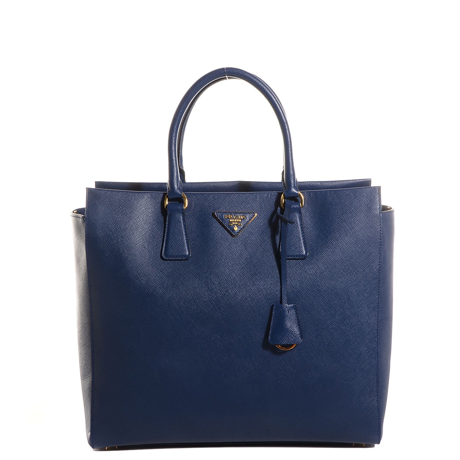 Prada Saffiano Lux Double Handle Shopping Tote Bluette 1 of 10