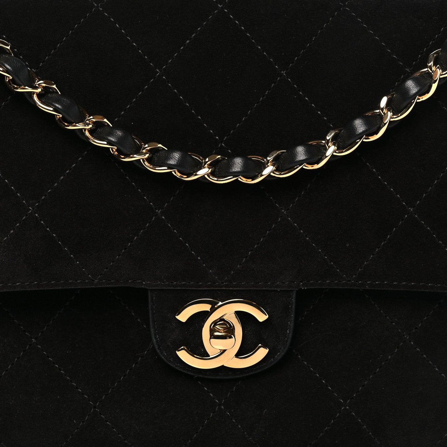 Suede Calfskin Small Souplissimo Maxi Flap Black