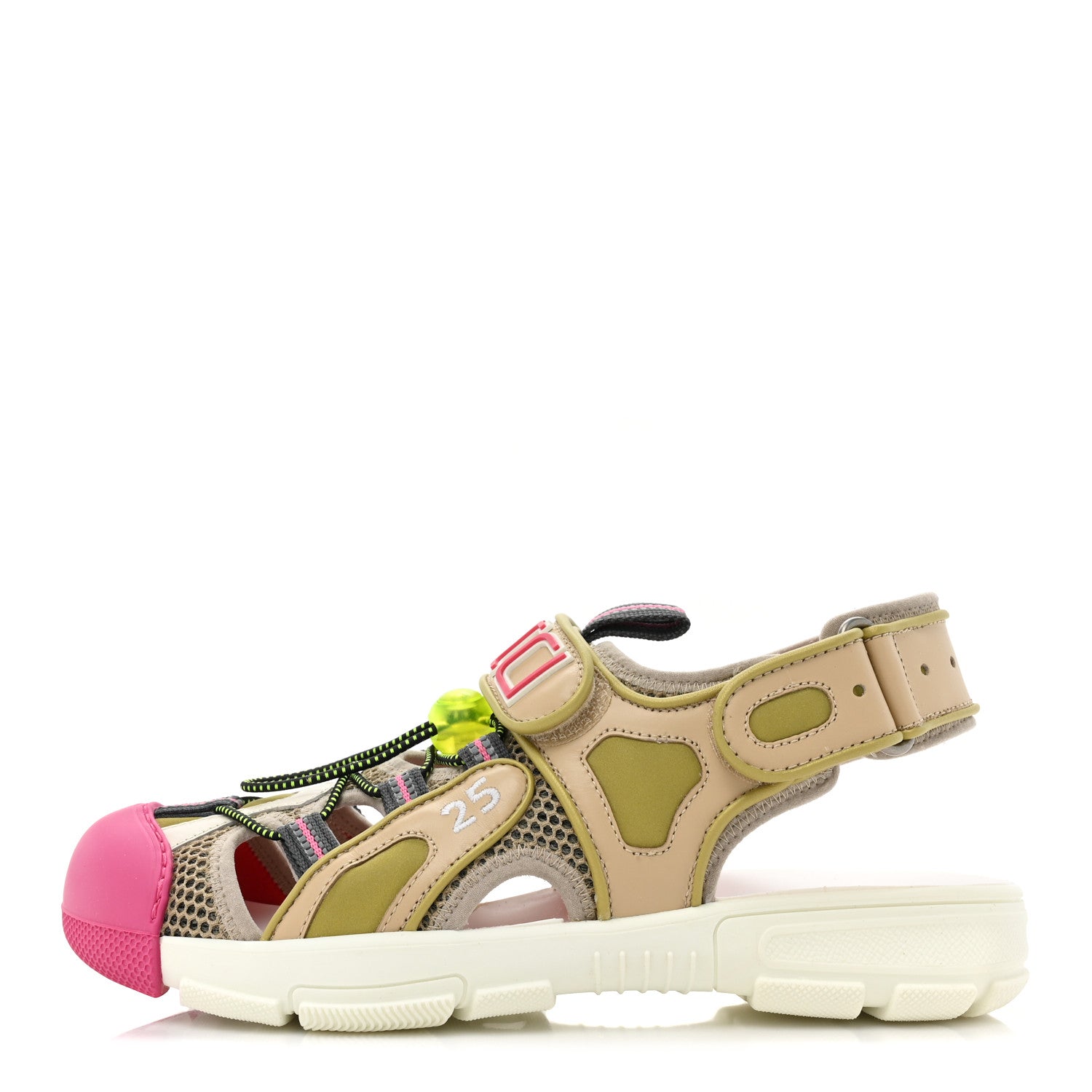 Gucci Mesh Fabric Tinsel Sport Sandals 38 Loess Sand Box Pink 1 of 9